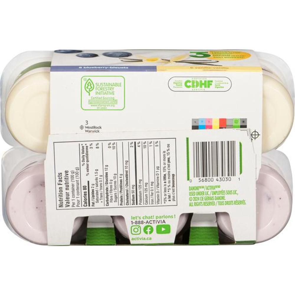 Activia Vanilla/blueberry Yogurt, 100 G -- 48 Per Case