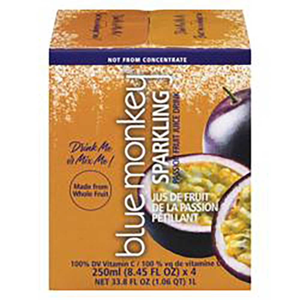 Blue Monkey Sparkling Passion Fruit Juice, 1 L -- 6 Per Case