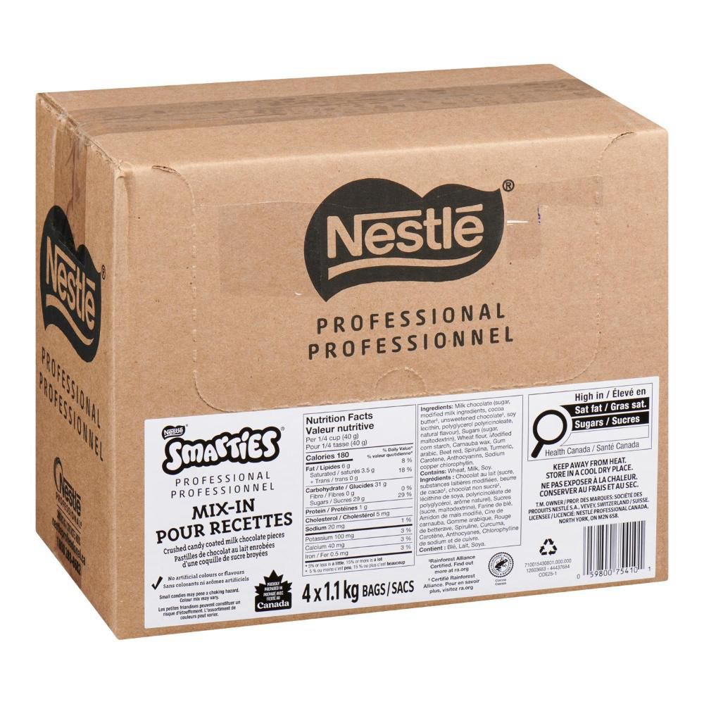 Smarties Morceaux De Chocolat Au Lait Enrobés De Bonbons Concassés, 1,1 Kg -- 4 Par Caisse