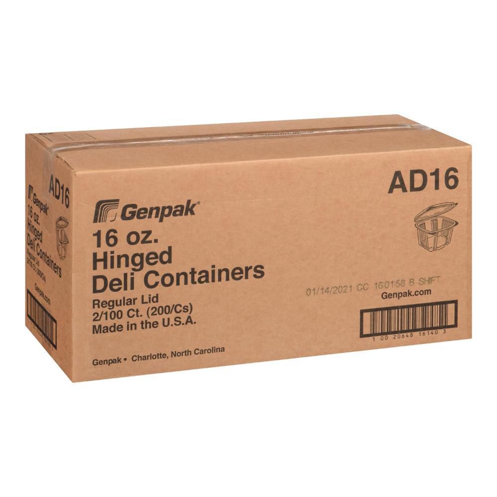 Genpak Clear Apet Hinged Rectangle Container, 16 Oz Capacity -- 2 Per Case