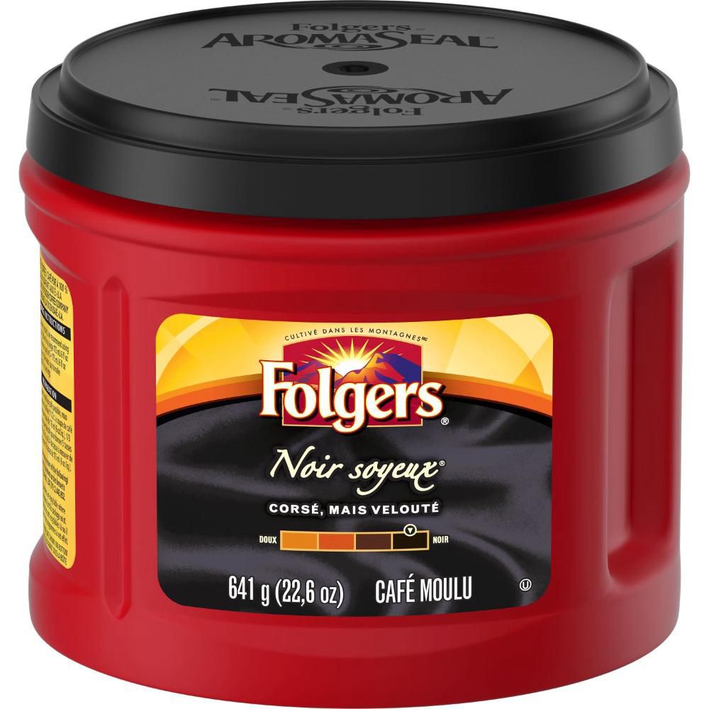 Folgers Black Silk Dark Roast Ground Coffee, 641 G -- 6 Per Case