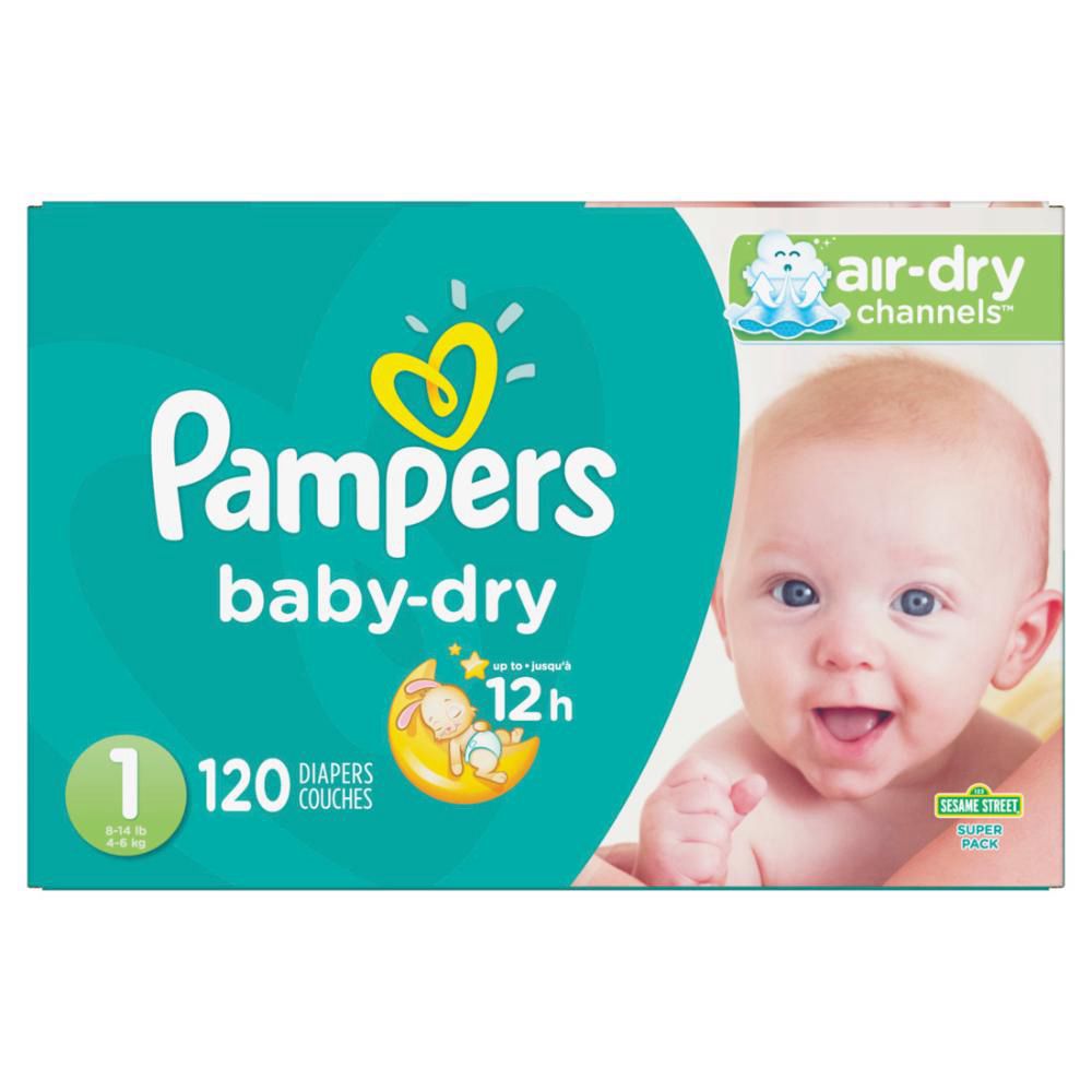 Pampers Size 1 Baby Dry Diaper, 120 Count