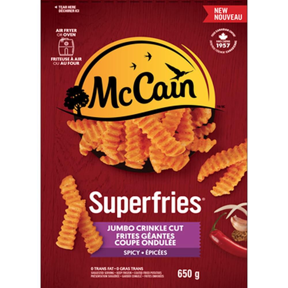 Mccain Frites Géantes Épicées Superfries, Coupe Ondulée, 650 G -- 12 Par Boîte