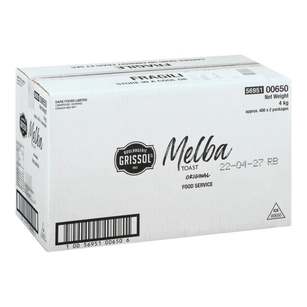 Grissol Original Melba Toast, 2 Count -- 400 Per Case