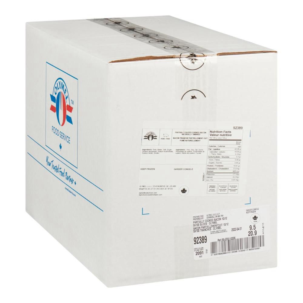 Olymel 10/12 Partly Cooked Sliced Double Smoked Bacon, 1.9 Kg -- 5 Per Case