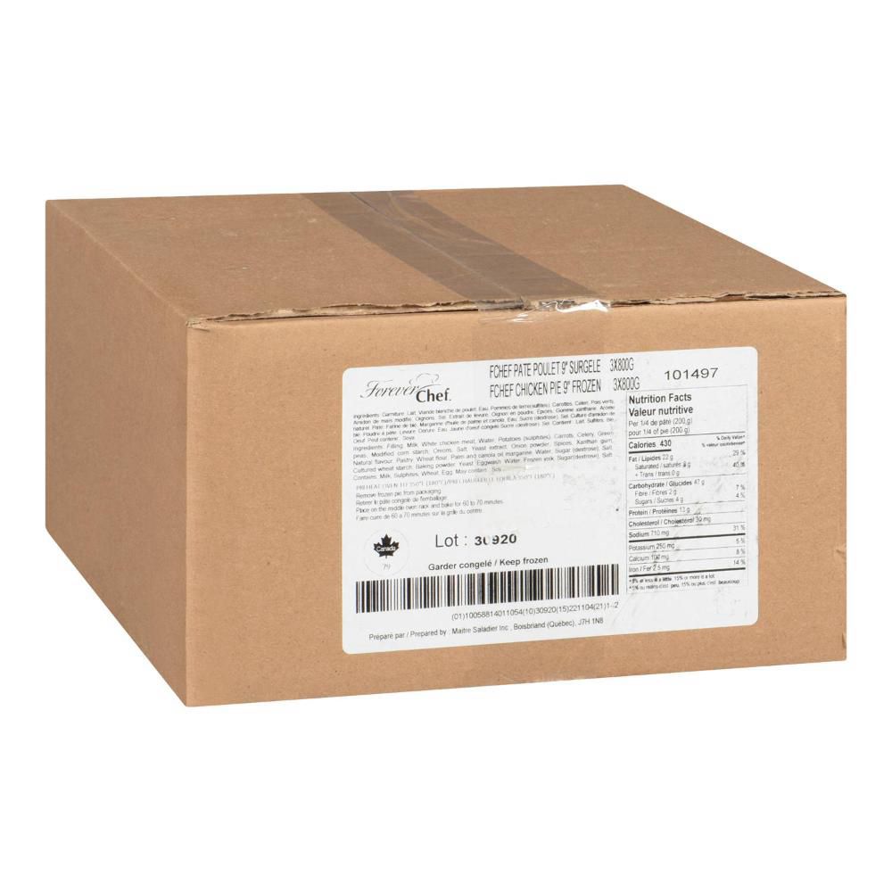 Forever Chef 9 In Cooked Chicken Pot Pie, 800 G -- 3 Per Case