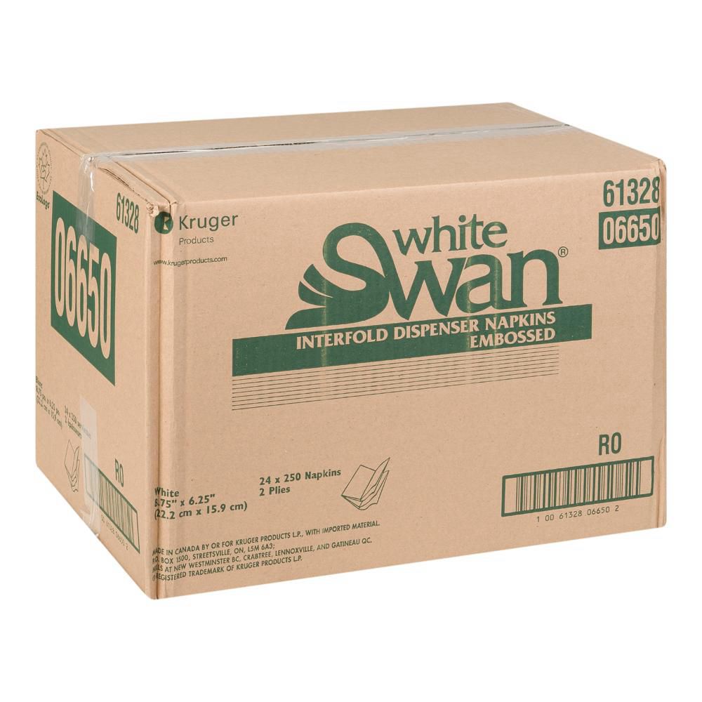 White Swan Serviettes De Table À 2 Plis Pliées, 250 Unités -- 24 Par Boîte