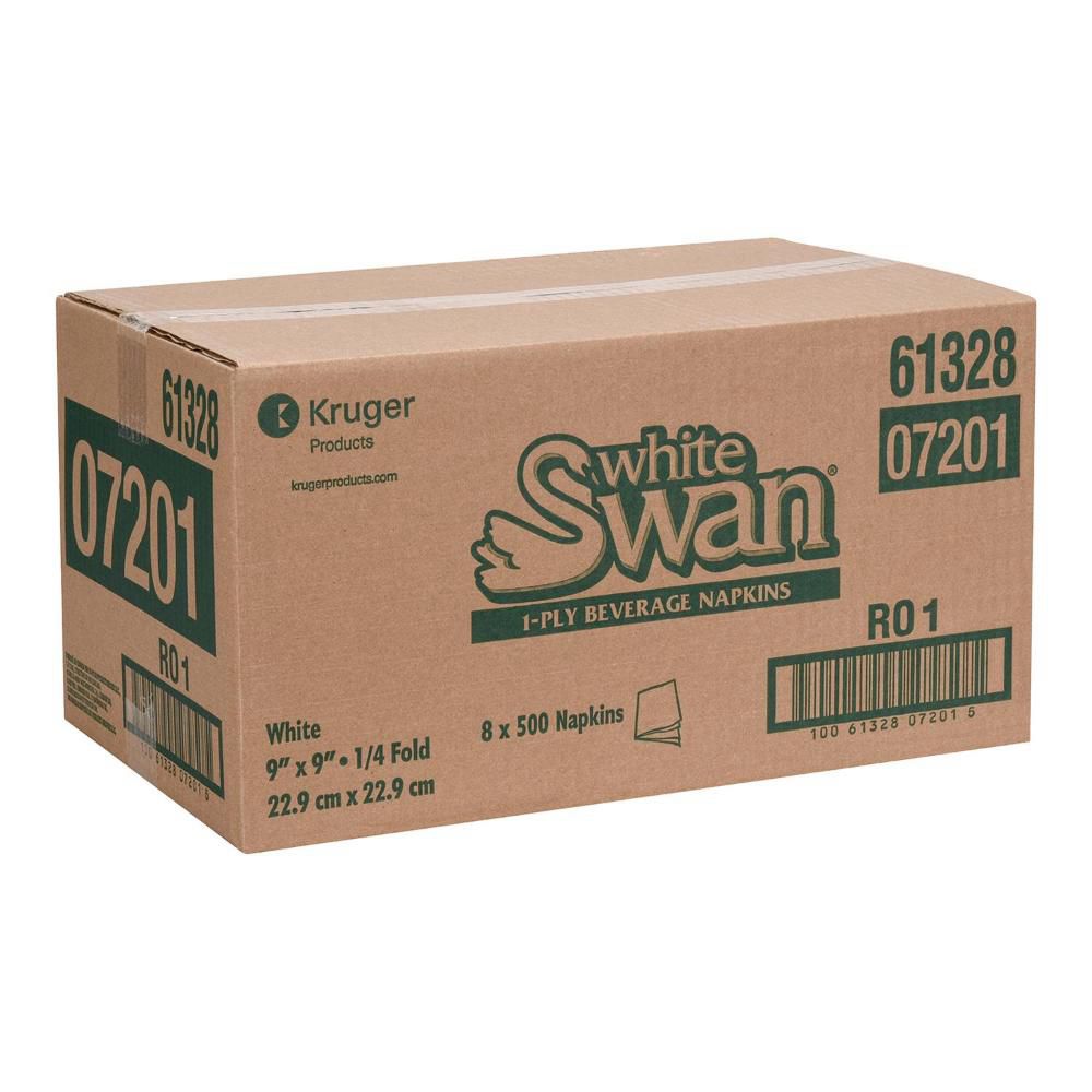 White Swan Serviettes À Boisson Blanches 1 Épaisseur, 500 Unités -- 8 Par Boîte