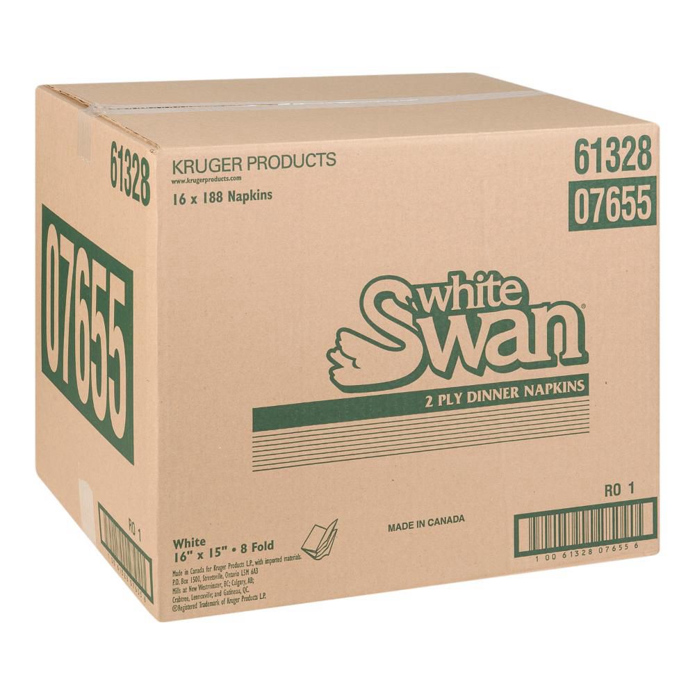 White Swan Serviettes De Table 2 Plis 8 Plis, 188 Unités -- 16 Par Boîte