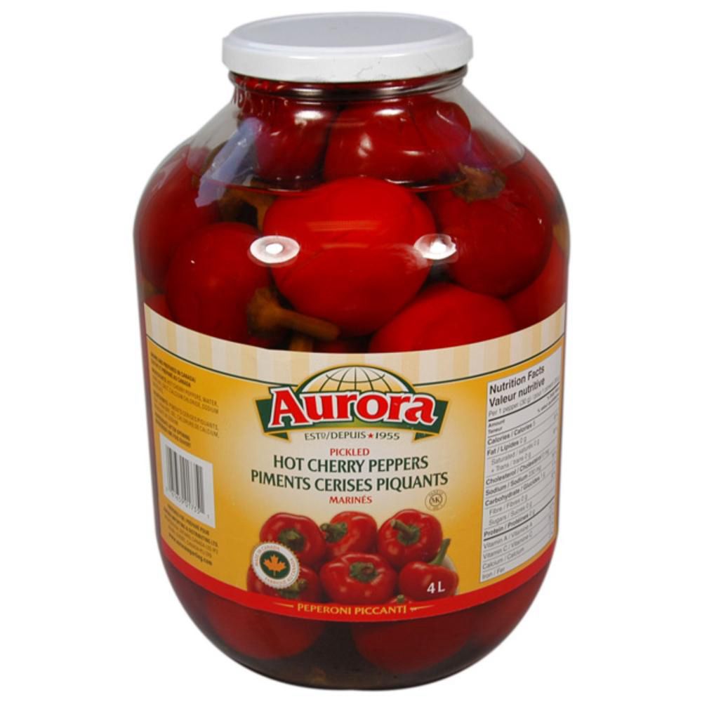 Aurora Pickled Hot Cherry Peppers, 4 L -- 6 Per Case