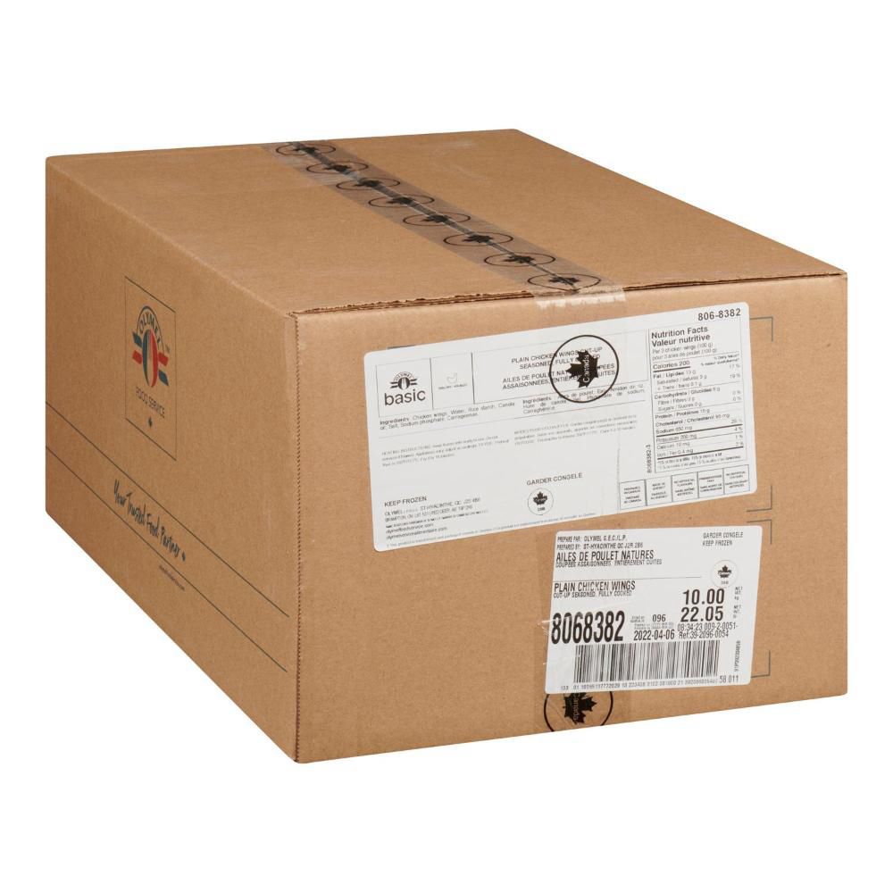 Olymel Basic 170-220 Iqf Fully Cooked Seasoned Plain Cut-up Chicken Wings, 2 Kg -- 5 Per Case