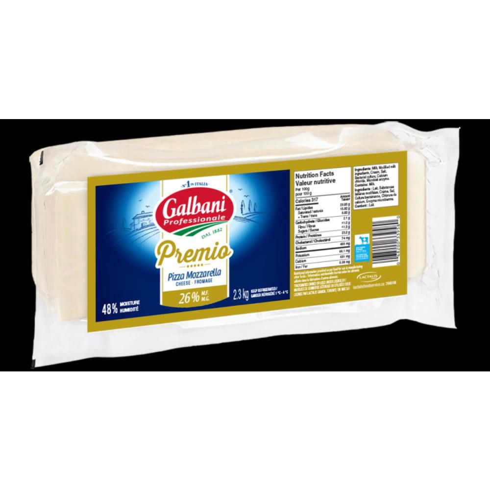 Galbani Premio 26 Percent Milk Fat 3d Cut Mozzarella Cheese Block, 2.3 Kg -- 8 Per Case
