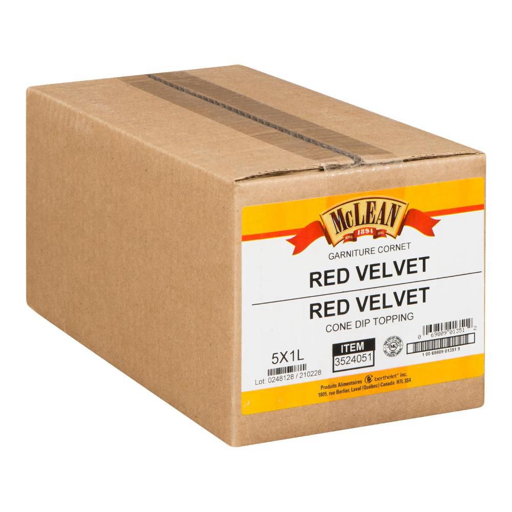 Mclean Red Velvet Cone Dip Topping, 1 L -- 5 Per Case
