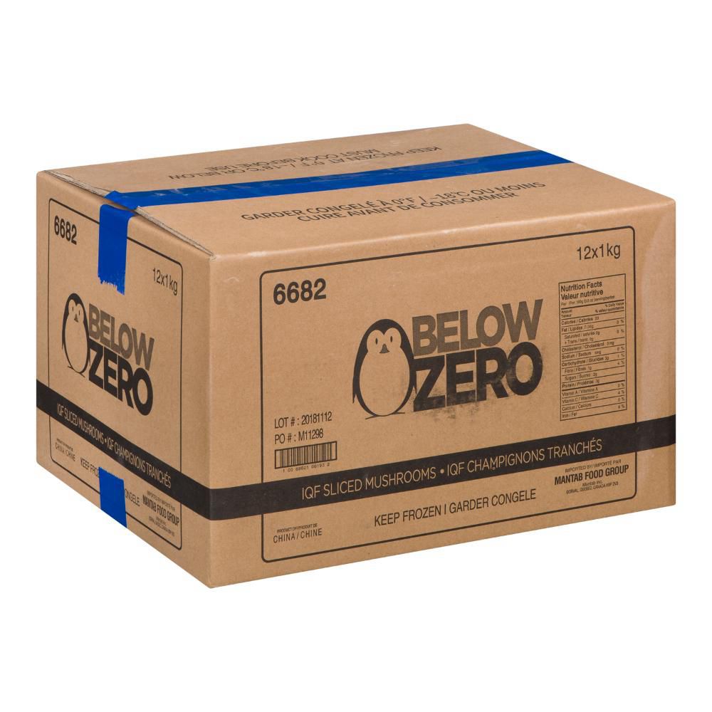 Below Zero Iqf Sliced Mushrooms, 1 Kg -- 12 Per Case