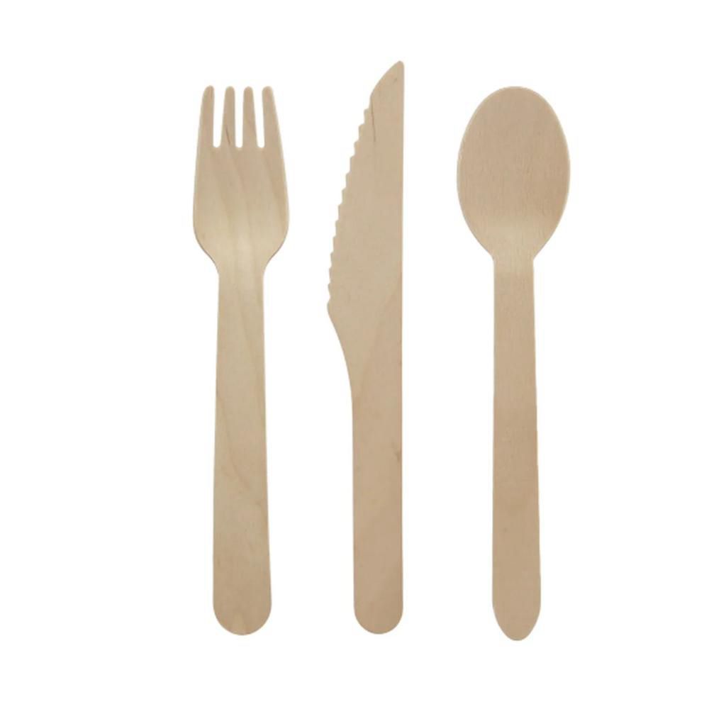 Hy Stix Ensemble De 3 Couverts En Bois Emballés Dans Du Papier, 250 Pièces