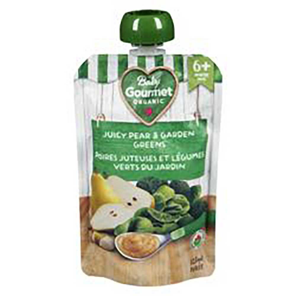 Baby Gourmet Purée De Poires Juteuses Et De Légumes Verts Biologiques, 128 Ml -- 12 Par Boîte