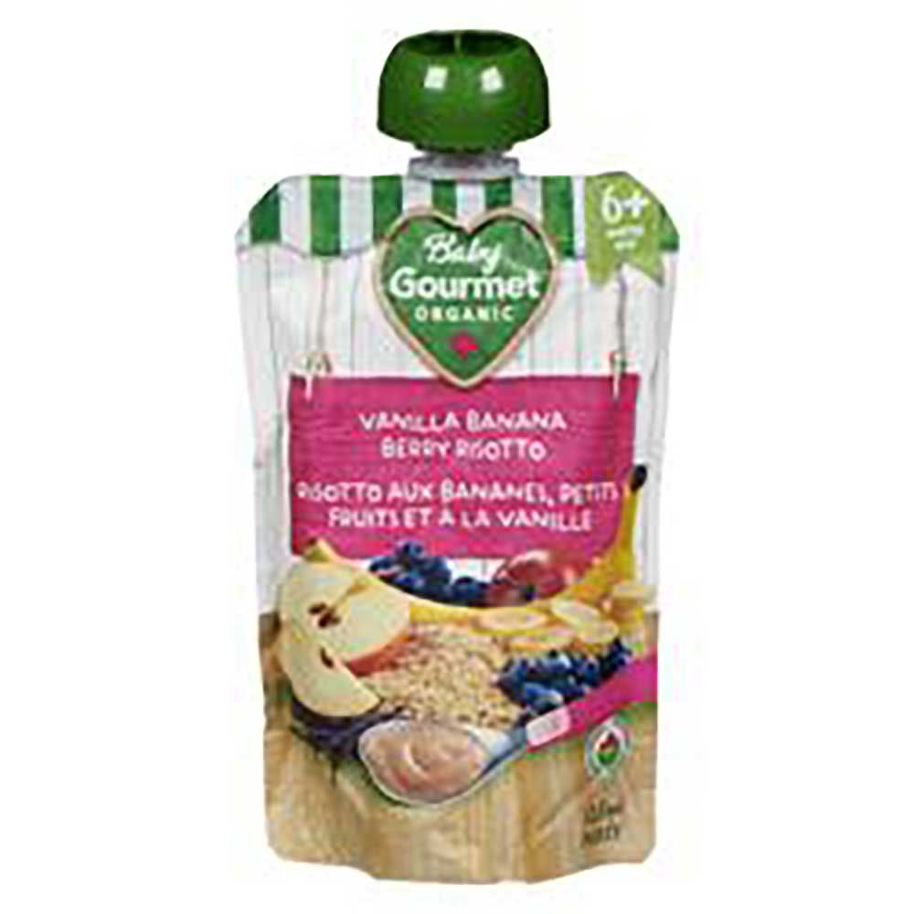 Baby Gourmet Purée De Risotto Aux Baies Et À La Banane À La Vanille Biologique, 128 Ml -- 12 Par Boîte