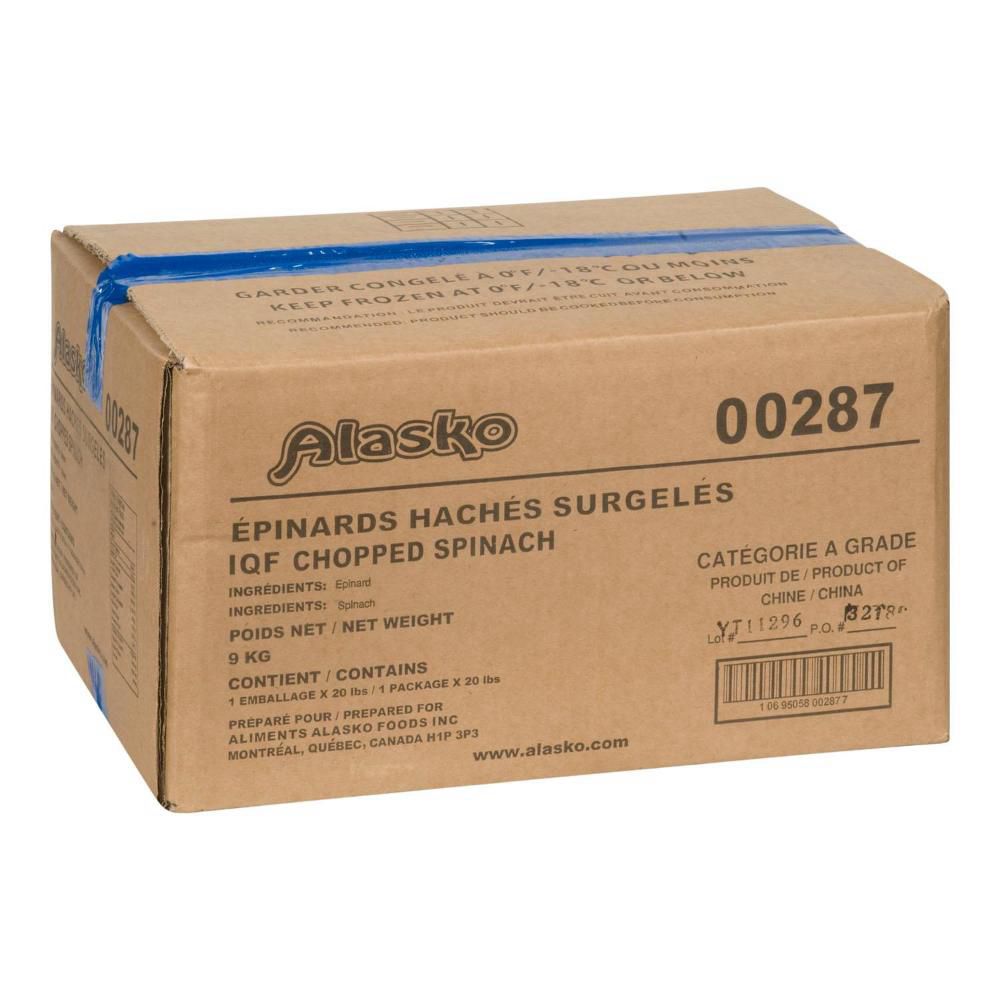 Alasko Chopped Spinach, 9 Kg