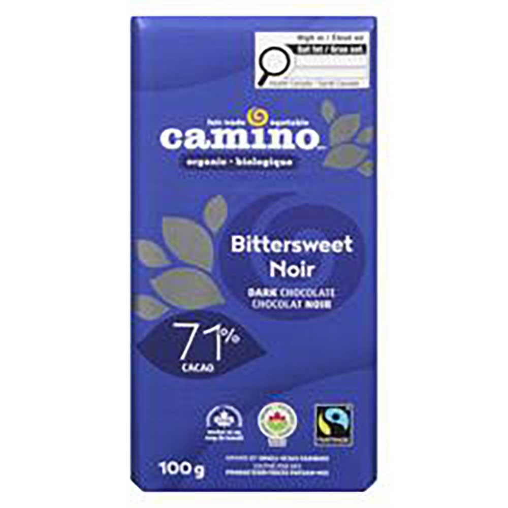 Camino Organic 71 Percent Cacao Bittersweet Dark Chocolate Bar, 100 G -- 12 Per Case