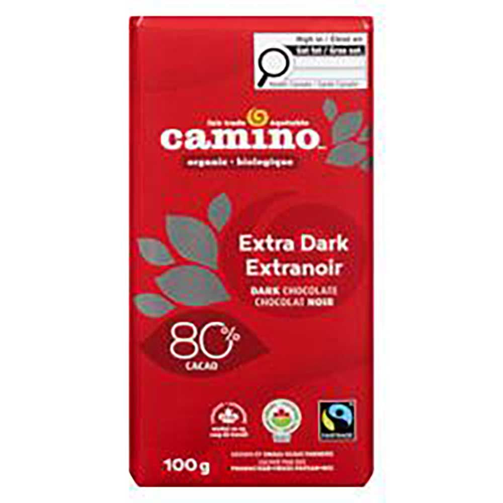 Camino Organic 80 Percent Cacao Extra Dark Chocolate Bar, 100 G -- 12 Per Case