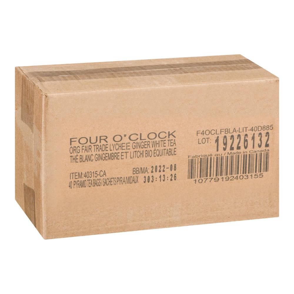 Four O Clock Sachet De Thé Blanc Pyramidal Bio Au Litchi Et Au Gingembre, 2,5 G -- 40 Par Boîte