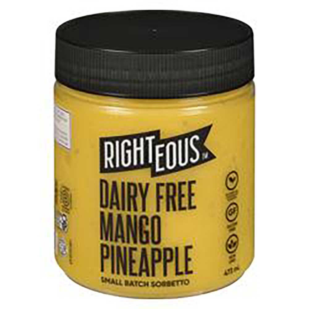 Righteous Sorbetto Mangue-ananas Sans Produits Laitiers, 473 Ml -- 8 Par Caisse