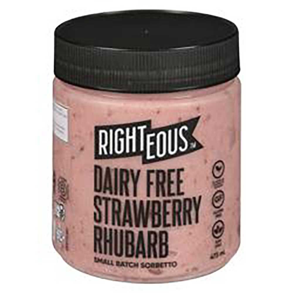 Righteous Sorbet Fraise-rhubarbe Sans Produits Laitiers, 473 Ml -- 8 Par Boîte