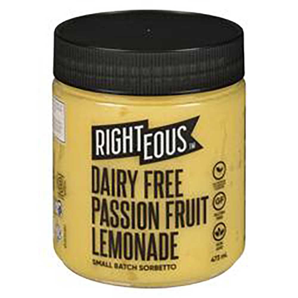 Righteous Sorbetto À La Limonade Aux Fruits De La Passion Sans Produits Laitiers, 473 Ml -- 8 Par Caisse