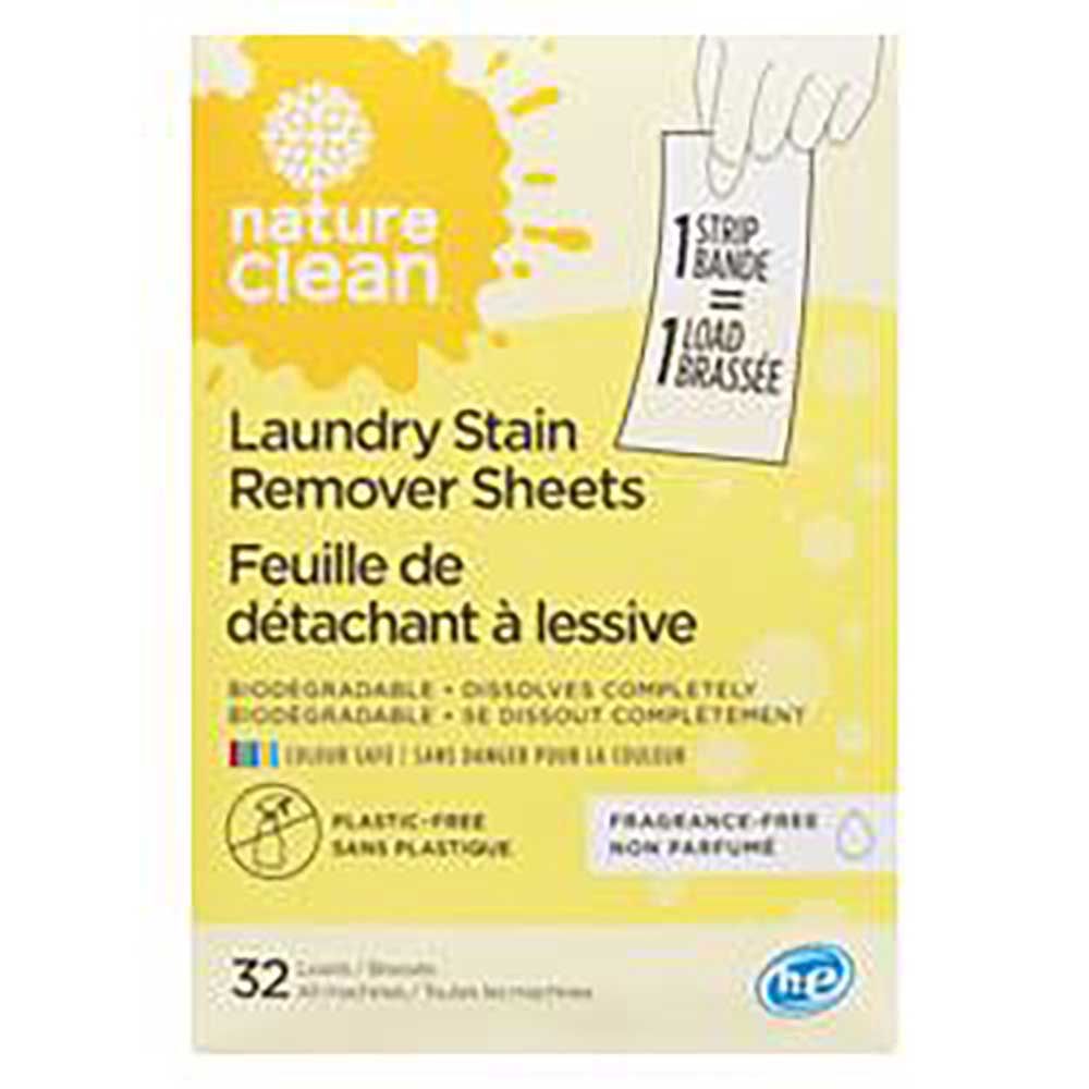 Nature Clean Fragrance Free Laundry Stain Remover Sheets, 32 Count -- 12 Per Case