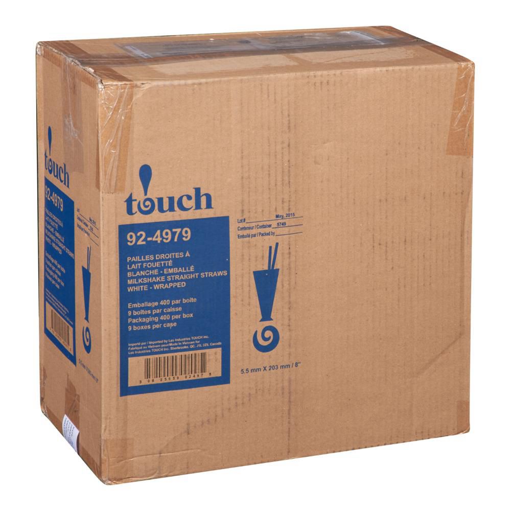 Touch 8 In Polypropylene Individually Wrapped Milkshake Straw, 400 Count -- 9 Per Case
