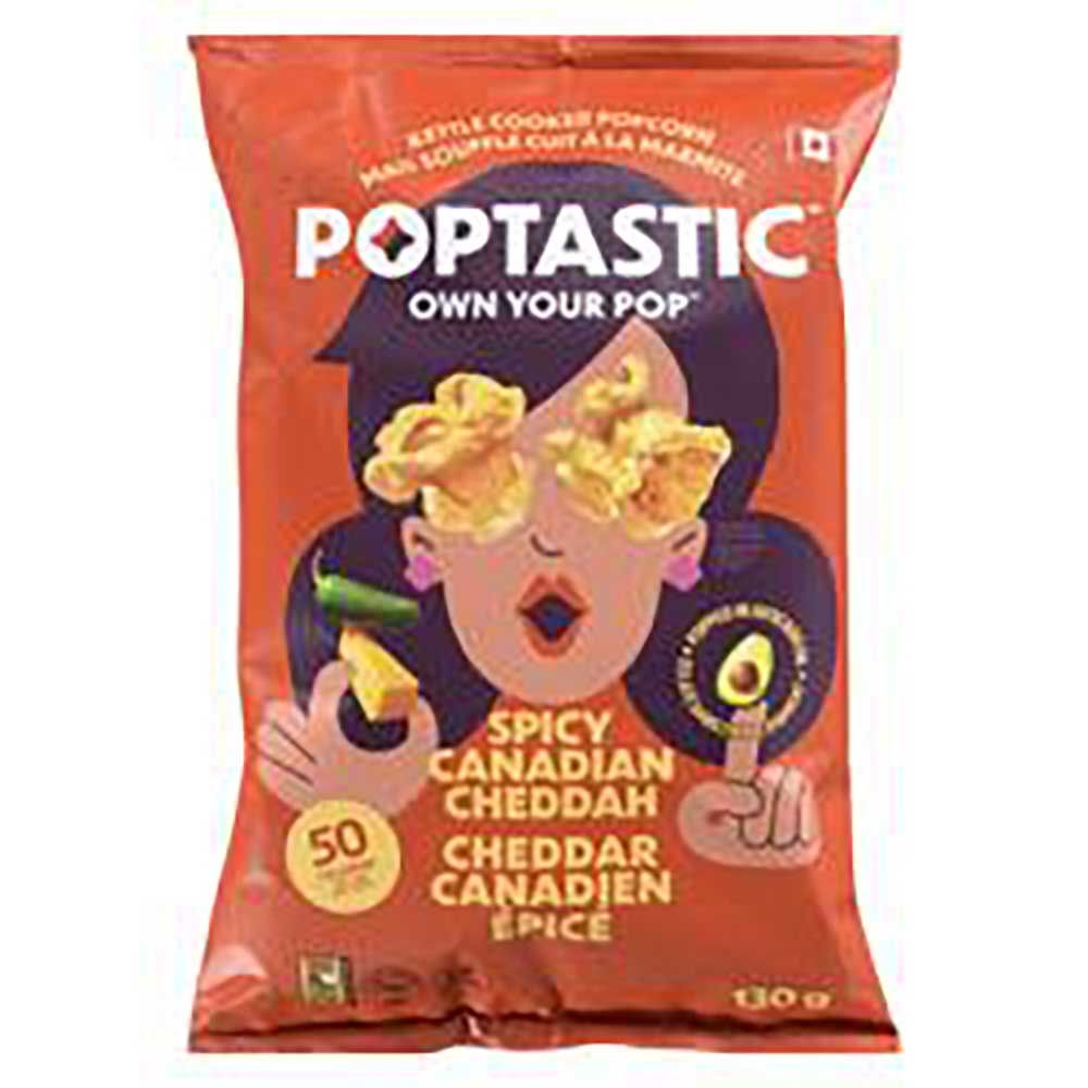 Poptastic Maïs Soufflé Au Cheddar Canadien Épicé, 130 G -- 8 Par Boîte