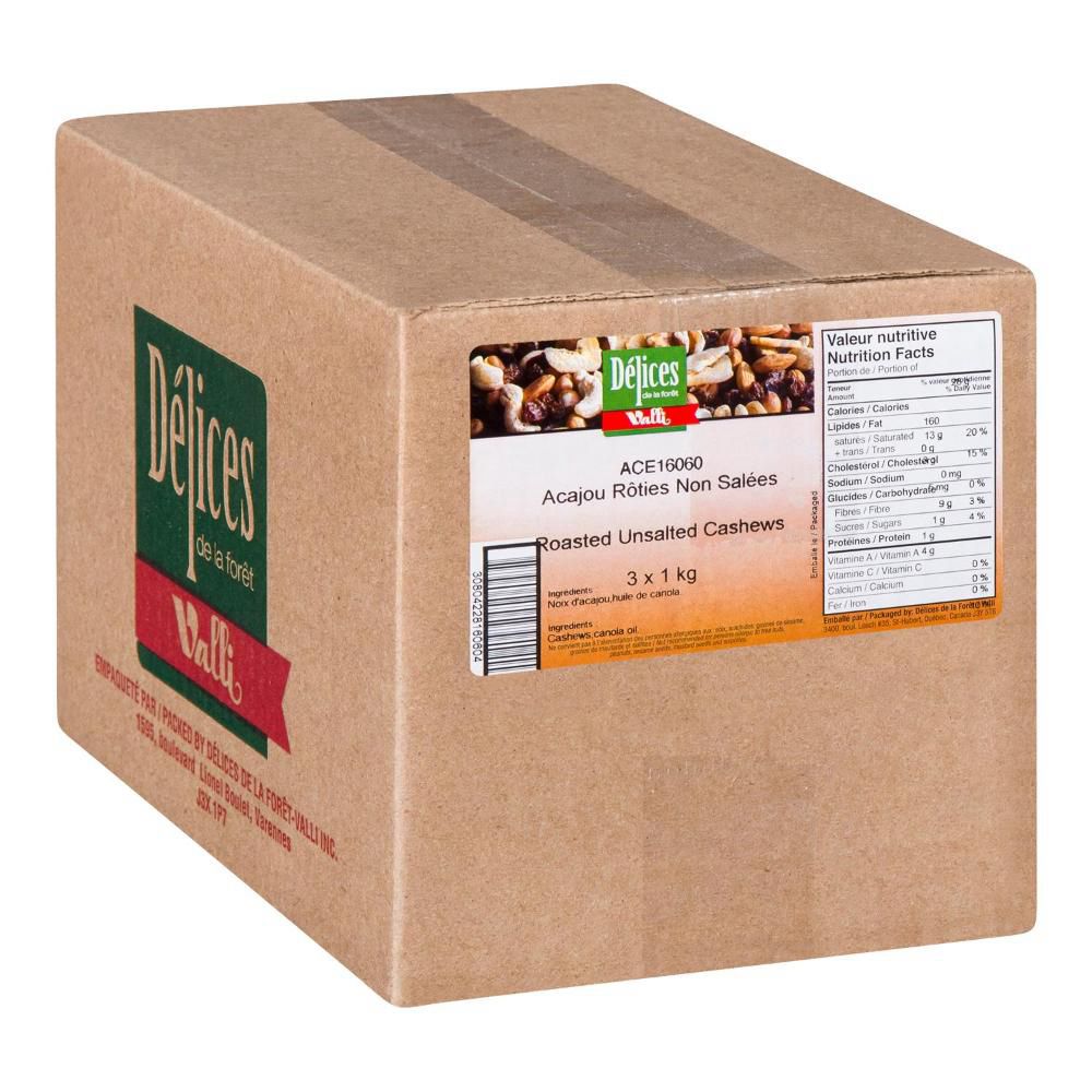 Delices Foret Whole Roasted Unsalted Cashew Nuts, 3 Kg