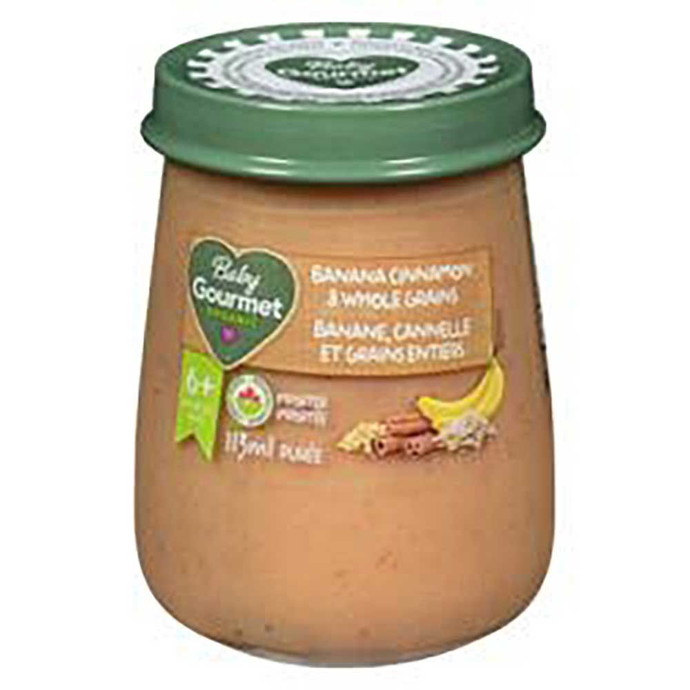 Baby Gourmet Purée De Banane Et De Cannelle Biologique Avec Grains Entiers, Pot De 113 Ml -- 10 Par Boîte