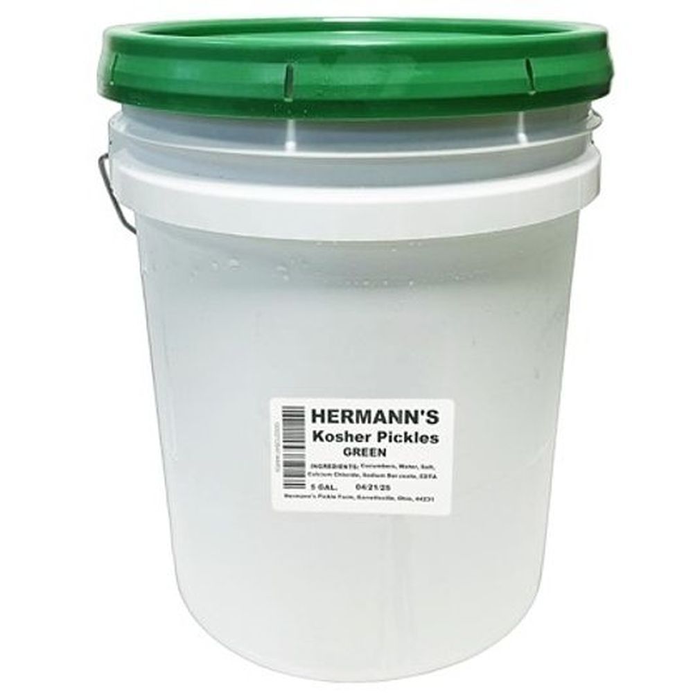 Hermann Green Cucumber Pickles, 5 Gallon Pail