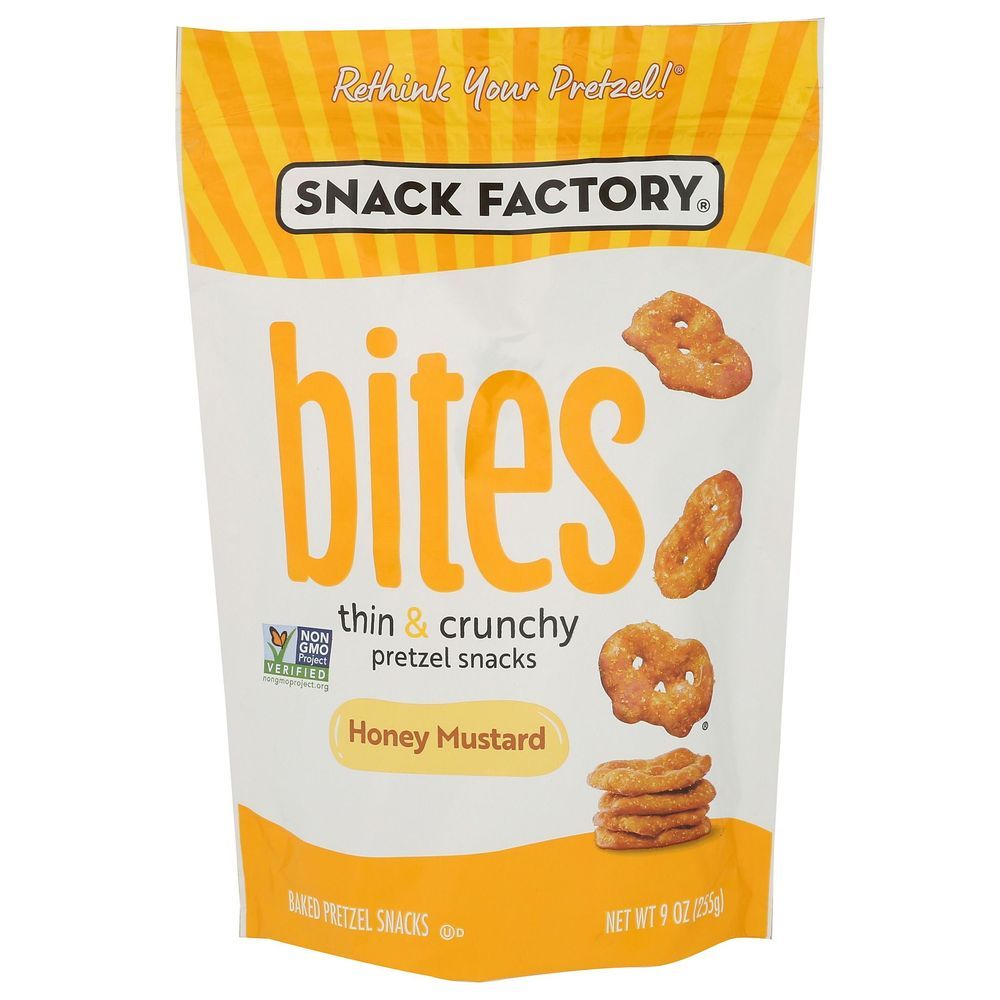 Snack Factory Thin And Crunchy Honey Mustard Pretzel Snacks Bites, 9 Ounce -- 12 Per Case