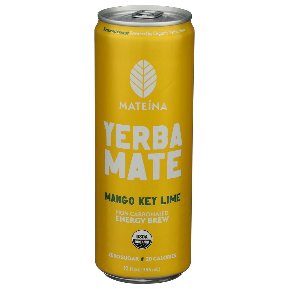 Mateina Organic Mango Key Lime Yerba Mate Energy Brew, 12 Fluid Ounce -- 12 Per Case