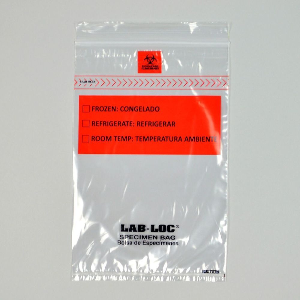 Elkay Plastics Lab-loc 1.75 Mil Specimen Bag With Removable Biohazard Symbol, 6 X 9 Inch -- 1000 Per Case
