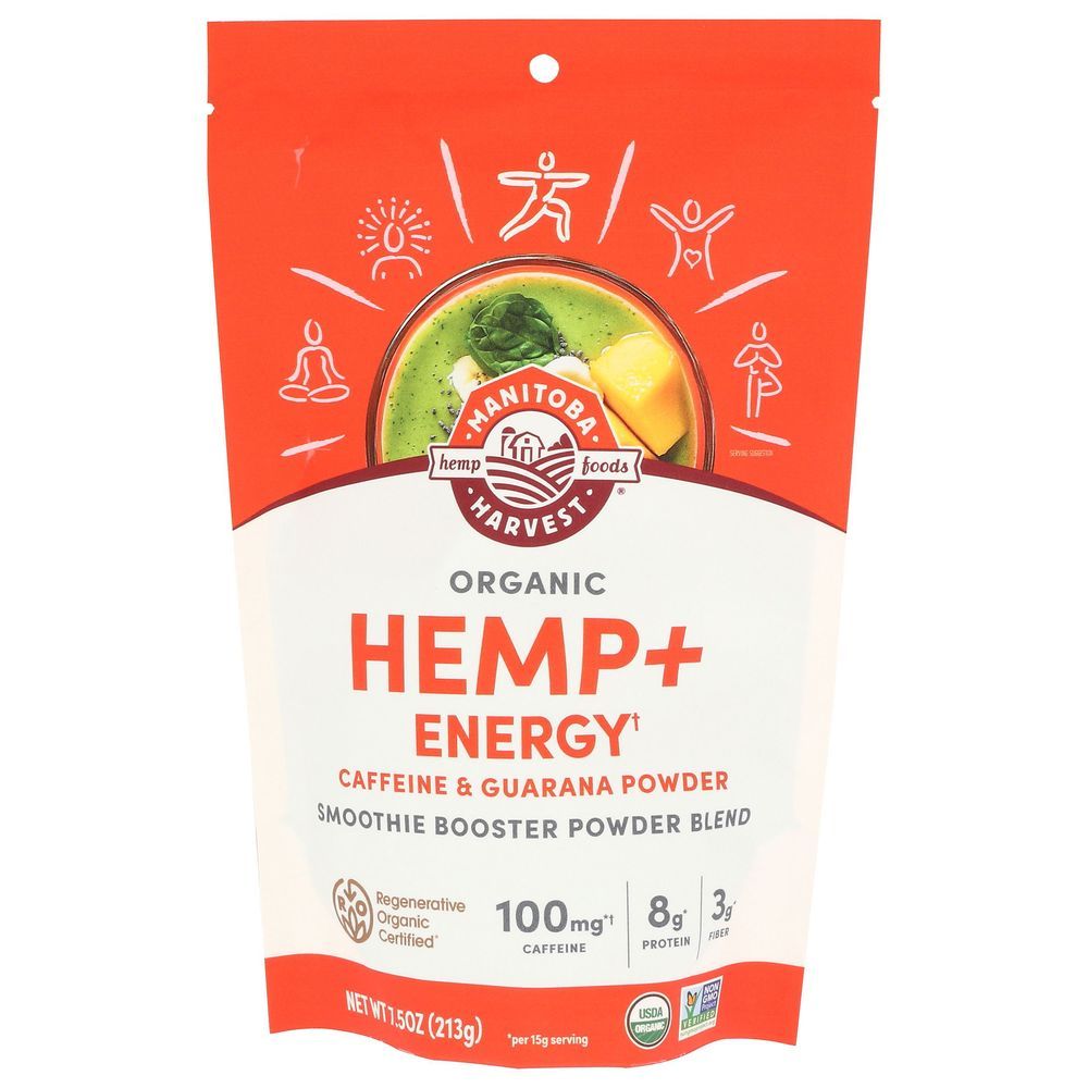 Manitoba Harvest Organic Hemp Plus Energy Caffeine And Guarana Powder, 7.5 Ounce
