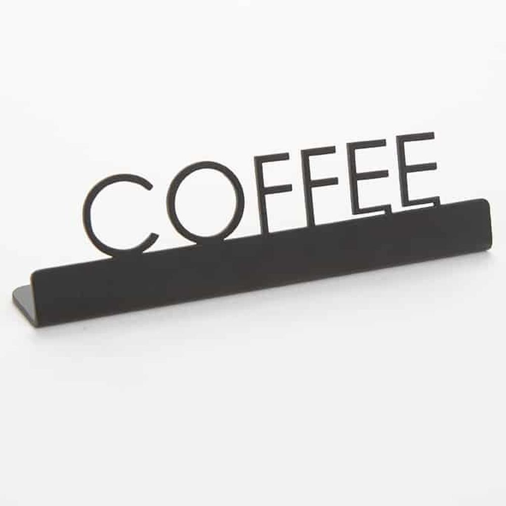 American Metalcraft Black Stainless Steel Laser Cut Coffee Sign, 5 X 3/4 X 1-1/4 Inch