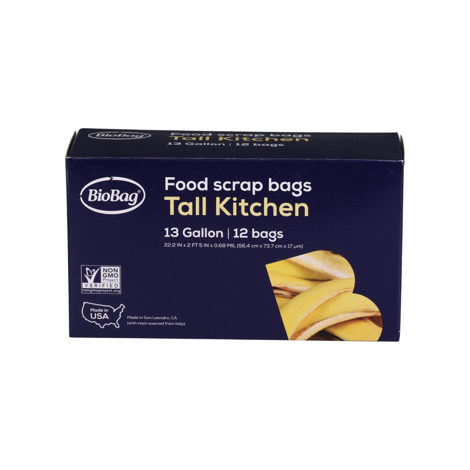 Biobag Tall Kitchen Food Waste Bag, 13 Gallon, 12 Count -- 12 Per Case