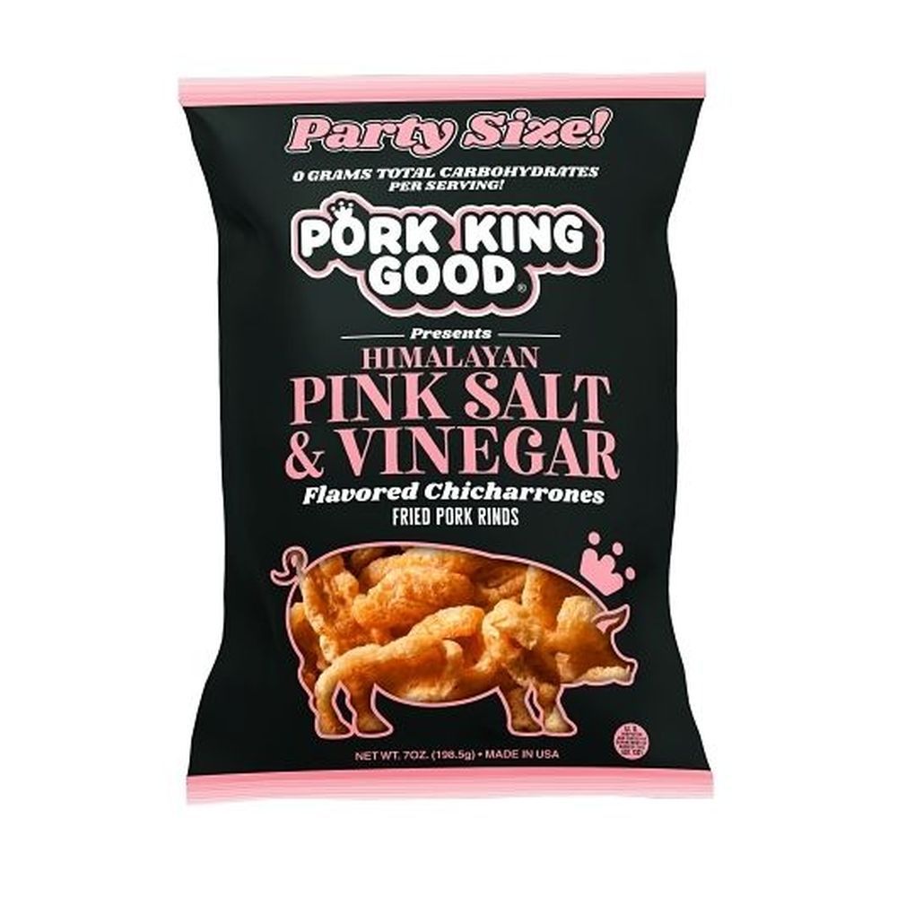 Pork King Good Himalayan Pink Salt And Vinegar Fried Pork Rinds, 7 Ounce -- 6 Per Case