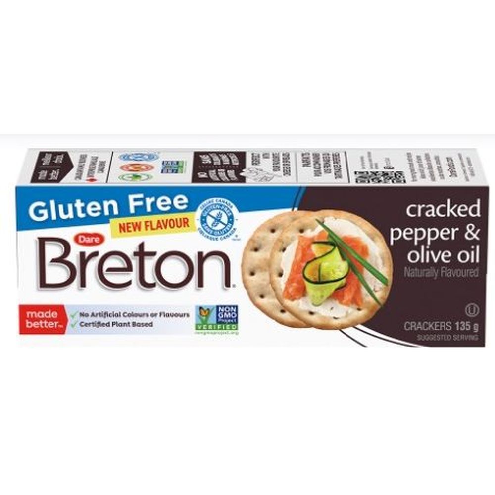 Breton Gluten Free Cracked Pepper And Olive Oil Crackers, 4.76 Ounce -- 6 Per Case