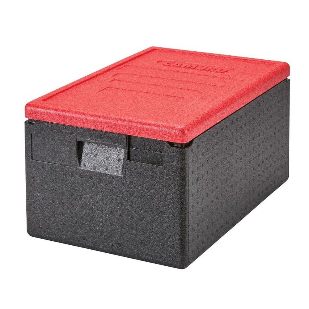 Cambro Cam Gobox Black Insulated Top Loading Food Pan Carrier With Red Lid, 23.6 X 15.7 X 12.4 Inch