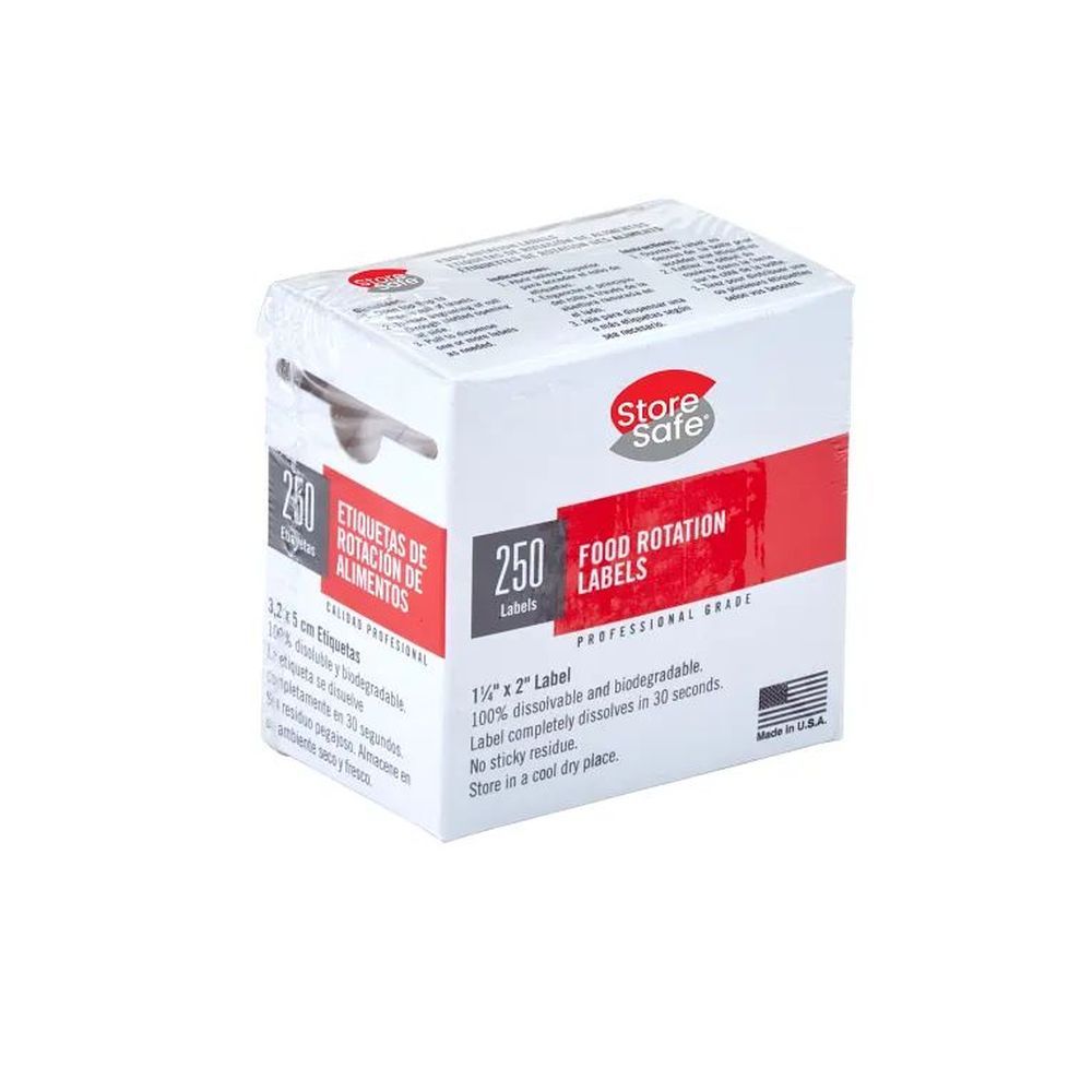 Cambro Storesafe White 1 1/4 X 2 Inch Half Size Food Rotation Label - Half Size Bulk Dispenser Pack, 6000 Count