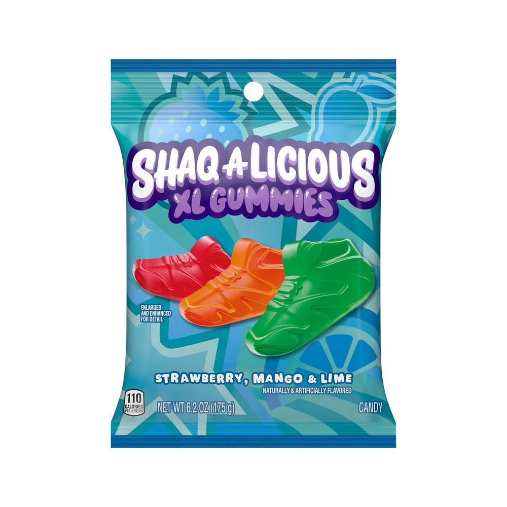 Shaq A Licious Xl Gummies Sneakers Strawberry Mango And Lime Fruit Flavors Candy, 6.2 Ounce -- 12 Per Case