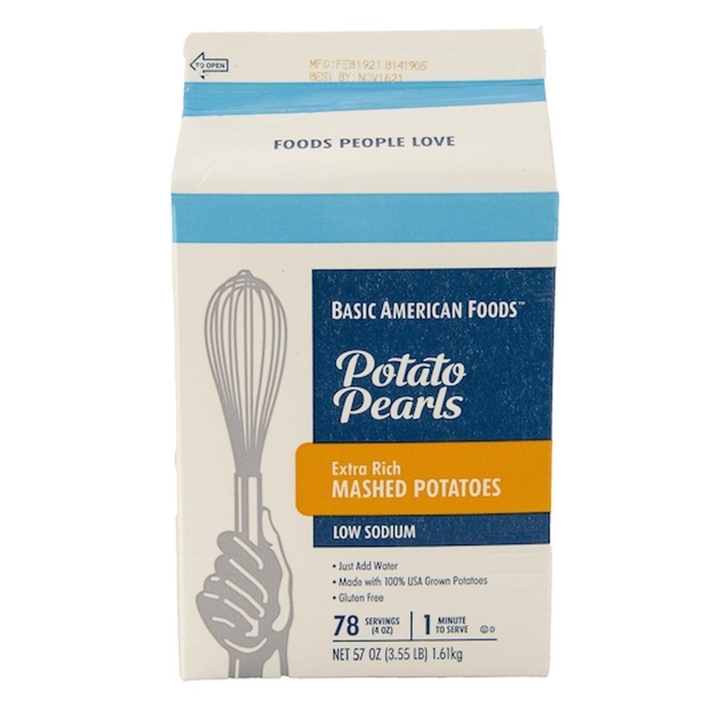 Basic American Foods Potato Pearls Low Sodium Extra Rich Mashed Potatoes, 3.55 Pound -- 6 Per Case