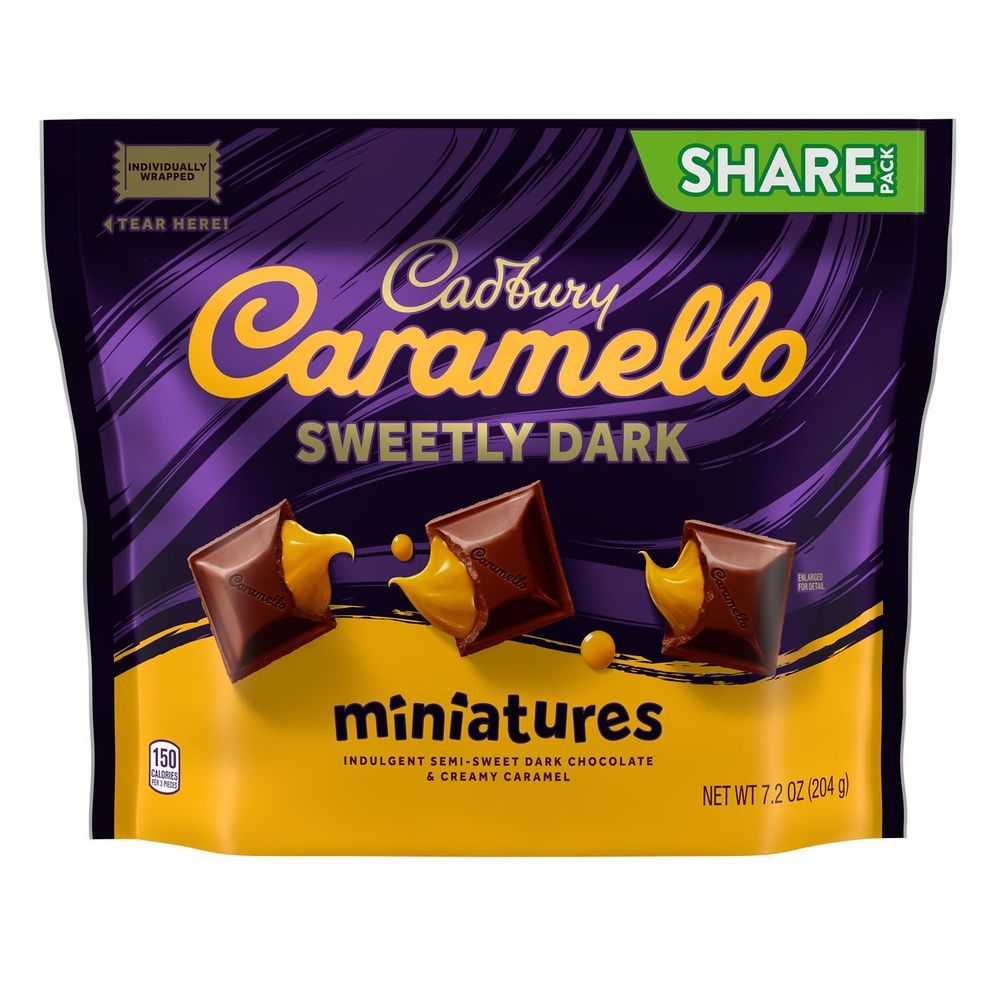 Cadbury Caramello Sweetly Dark Miniatures Indulgent Semi-sweet Dark Chocolate And Creamy Caramel Candy Bar - Share Pack, 7.2 Ounce -- 8 Per Case