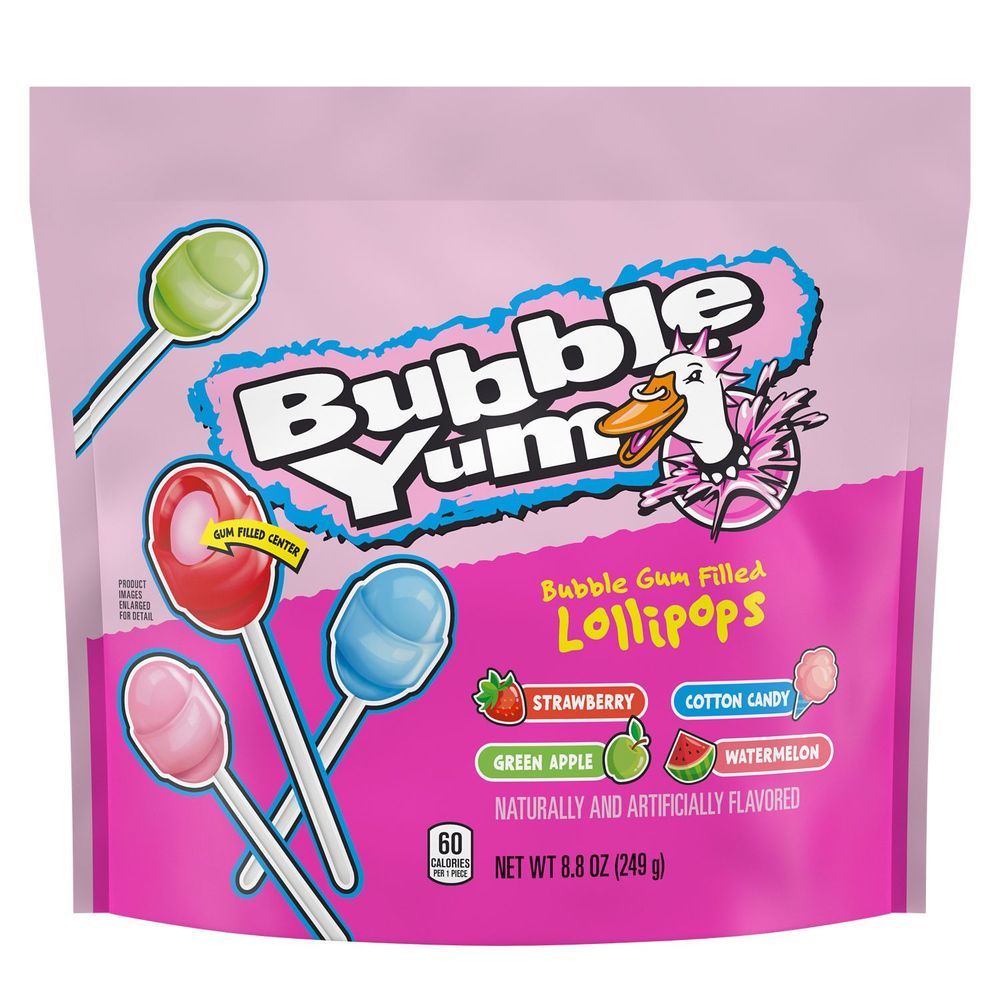 Bubble Yum Bubble Gum Filled Lollipops, 8.8 Ounce Pouch -- 6 Per Case
