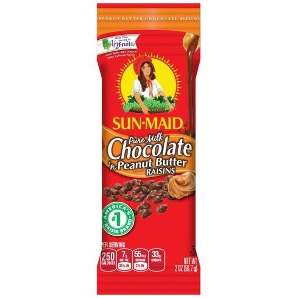 Sun-maid Peanut Butter And Milk Chocolate Raisins, 2 Ounce -- 40 Per Case