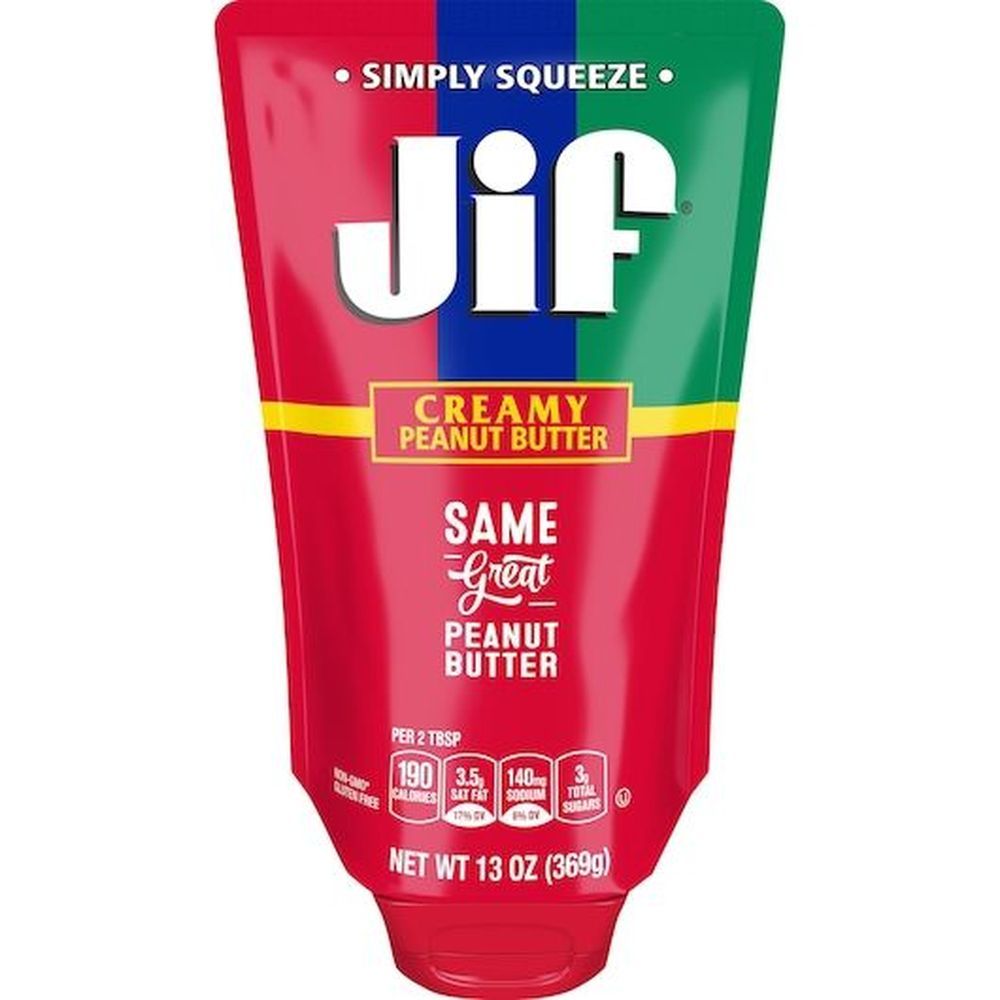 Jif Creamy Peanut Butter, 13 Ounce Squeezable Pouch -- 10 Per Case